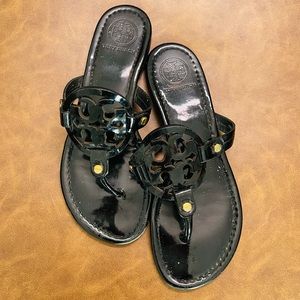 Black Patent Leather Tory Burch Miller Sandals (7)